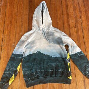 Burberry Men's Sea Print Tape Cotton Hoodie